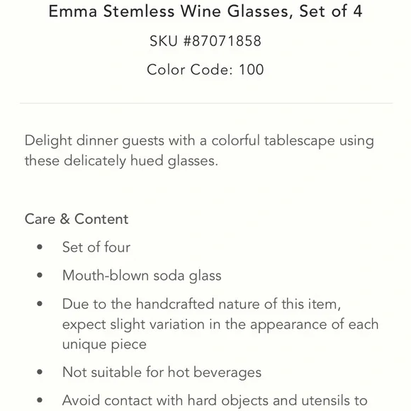 Emma Stemless wine glasses set of 4 - Picture 12 of 13
